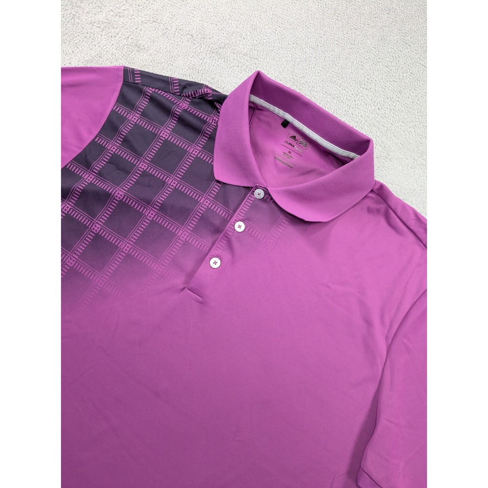 Adidas Golf ClimaCool Polo Shirt Mens XL Purple Graphic Performance Short Sleeve